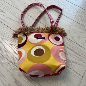 Vibrant Yellow and Pink Shoulder Bag with Retro Pattern